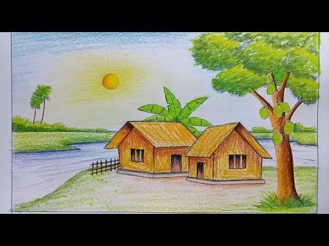 جمال الطبيعه ف رسم من اديك تحفه - رسم منظر طبيعي 243 4