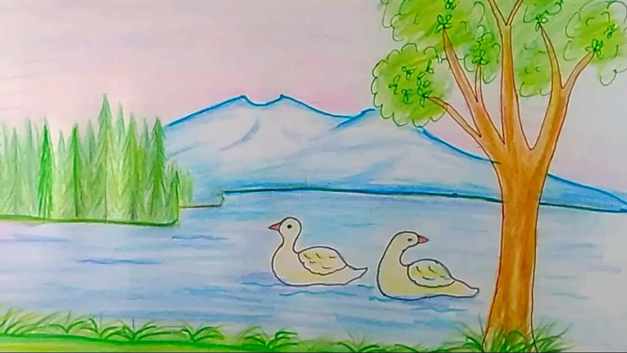 رسم منظر طبيعي باليد 3642 3