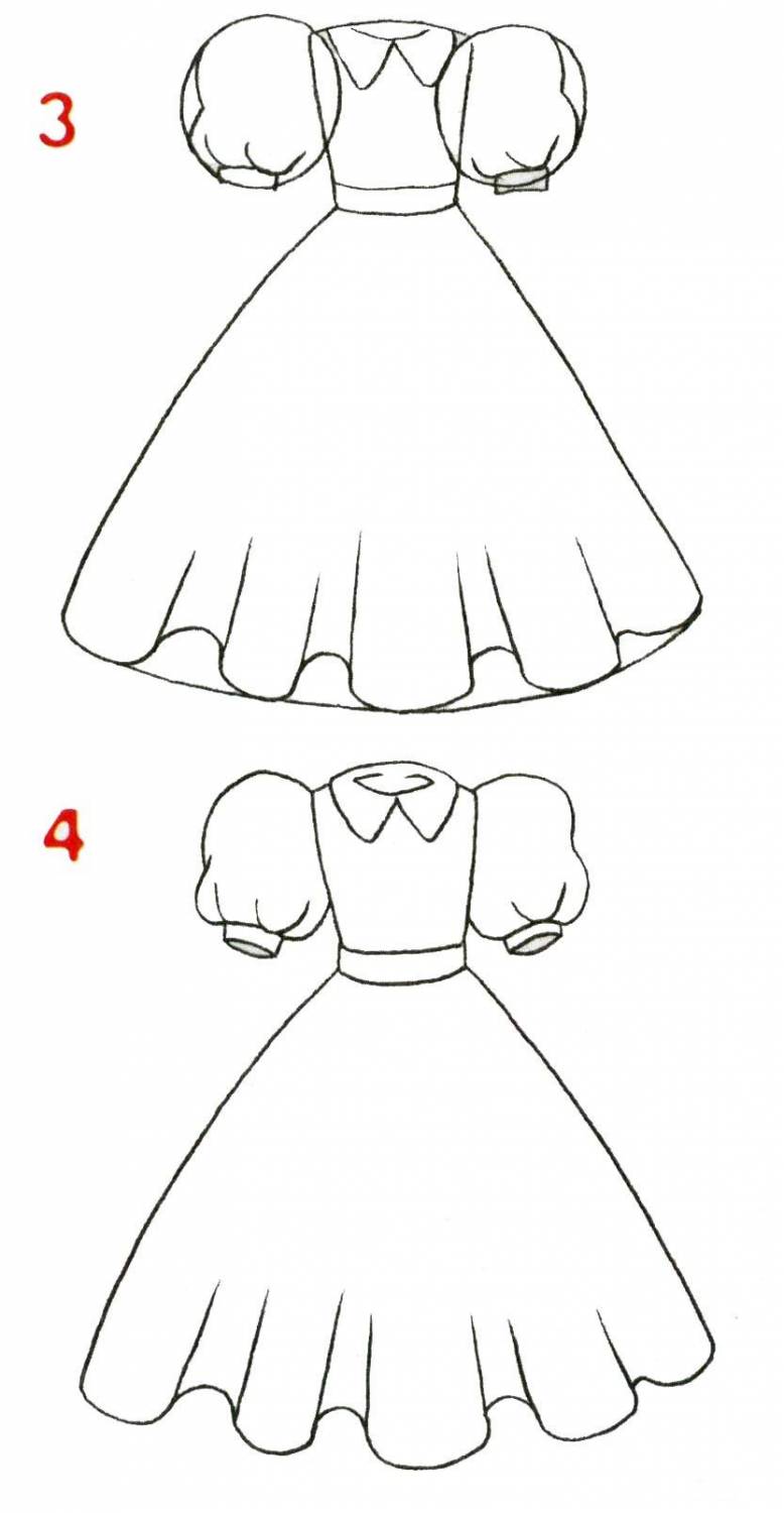 كيف ارسم فستان - رسم اسهل وبسيطه لفستان جميل 10632 13